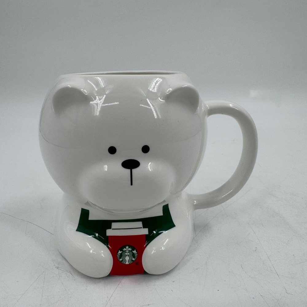 Starbucks Bearista Bear Mug White Holding Coffee Cup Christmas Holiday Ceramic